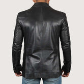 Men's Black Leather Blazer Jacket